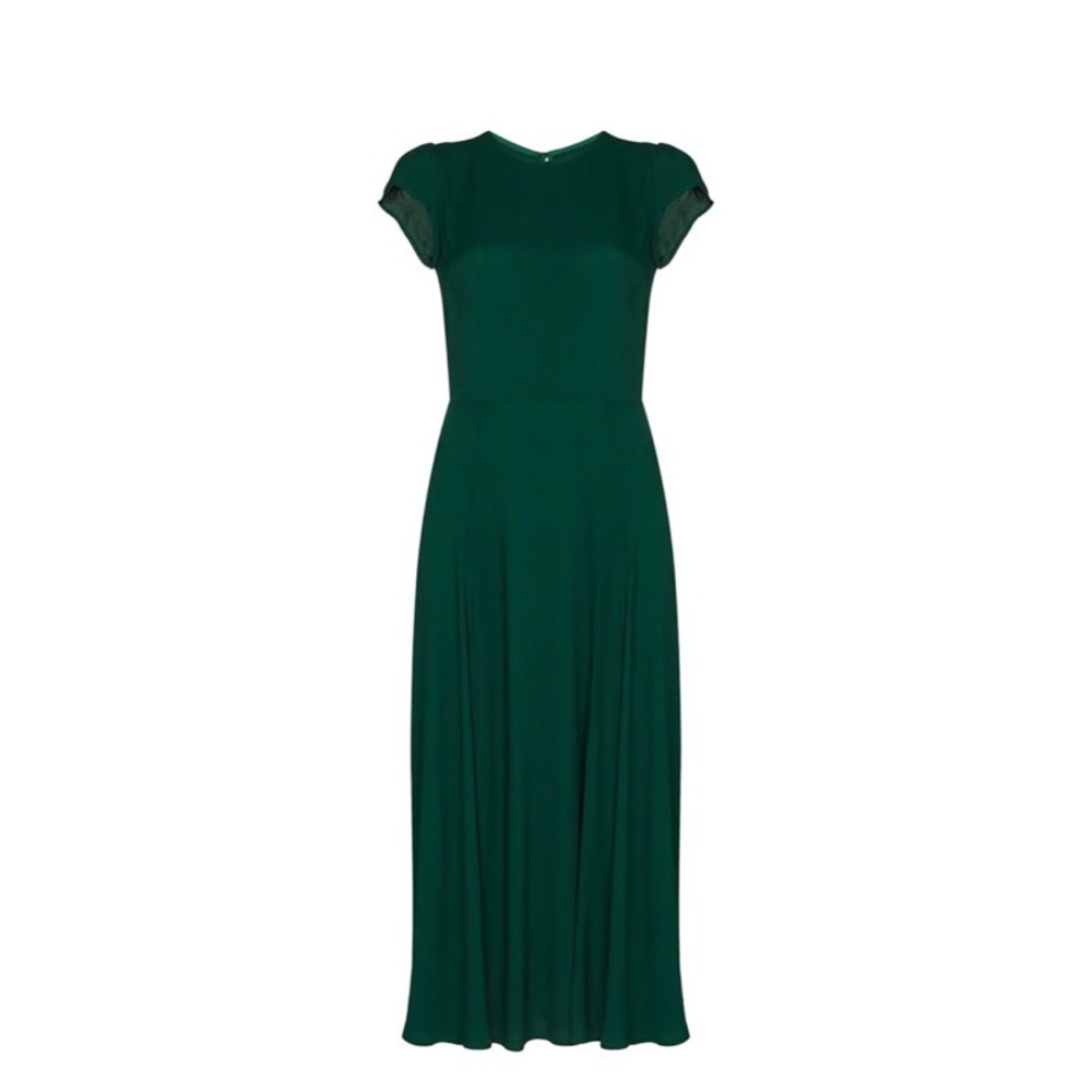 RARE! NEW! Reformation Gavin Cut Out Midi Dress in Emerald Green - Picture 3 of 13